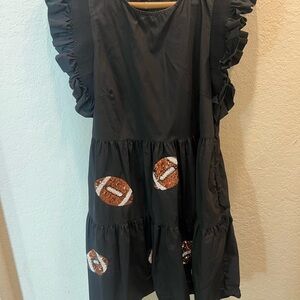 Black Ruffled women’s Dress with Football Design